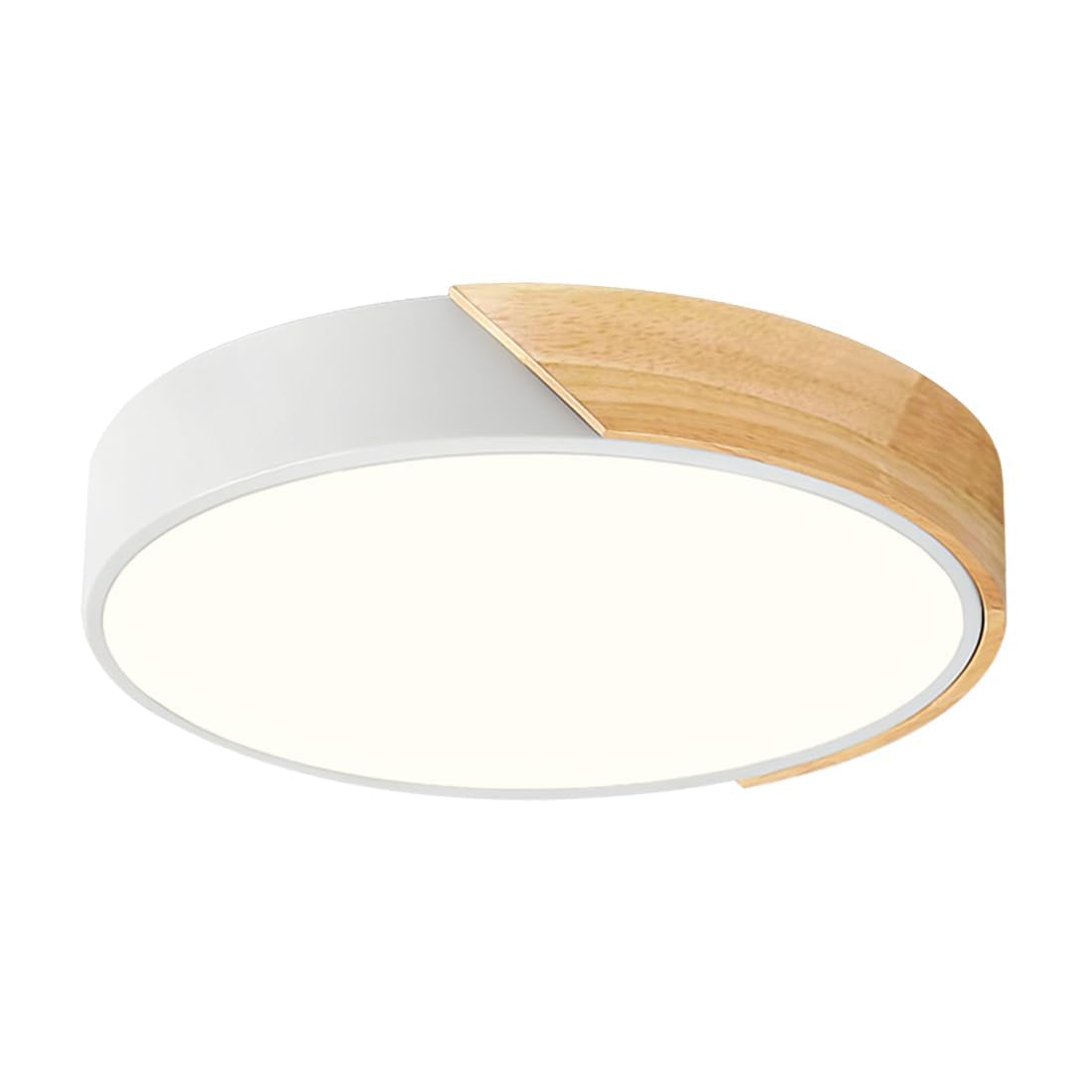 Modern LED Ceiling Light, Minimalist Wood Flush Mount Ceiling Light Fixture, 4000K Not Dimmable, Circle Lighting Lamp with Acrylic Lampshade for Bedroom Laundry Room Hallway (Black,11.8")