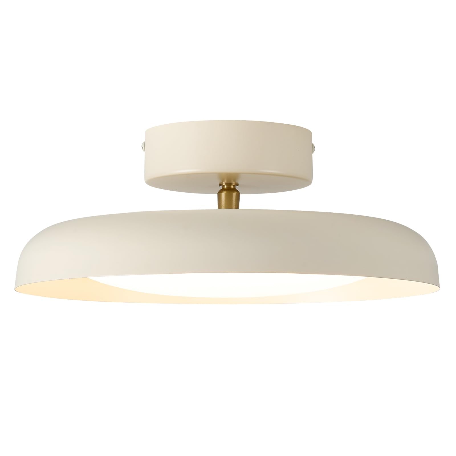BISAMIYA Modern LED Ceiling Light, Brass Accent 12.6 Inch Semi Flush Mount Ceiling Light, Adjustable Angle Light Fixture, 3000K/Warm White/18W, for Hallway, Entryway, Kitchen