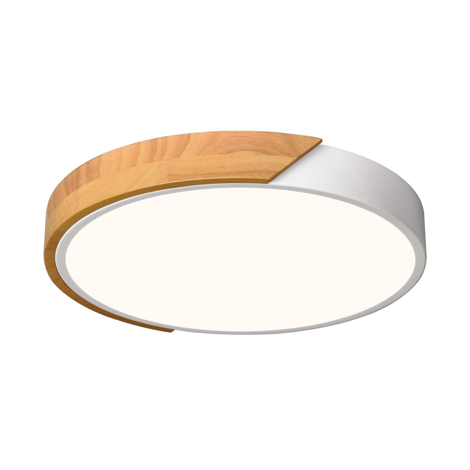 Modern LED Ceiling Light, Minimalist Wood Flush Mount Ceiling Light Fixture, 4000K Not Dimmable, Circle Lighting Lamp with Acrylic Lampshade for Bedroom Laundry Room Hallway (Black,11.8")
