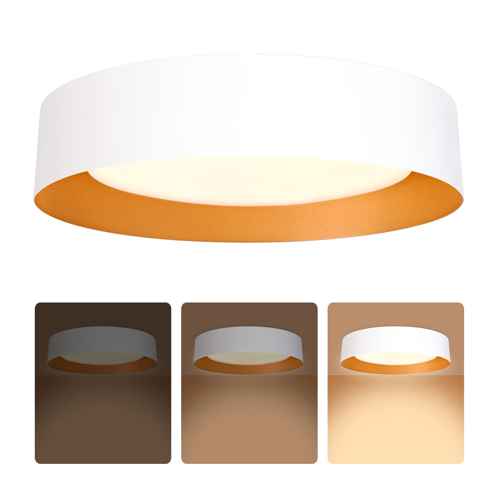 Bargeni Flush Mount Ceiling Light,12.5 inch LED Ceiling Light Fixture,Matte Black with Gold Inside,3000K/Warm White/18W(100w Equiv.),Dimmable Outdoor Lighting Fixtures Ceiling for Bedroom and Hallway