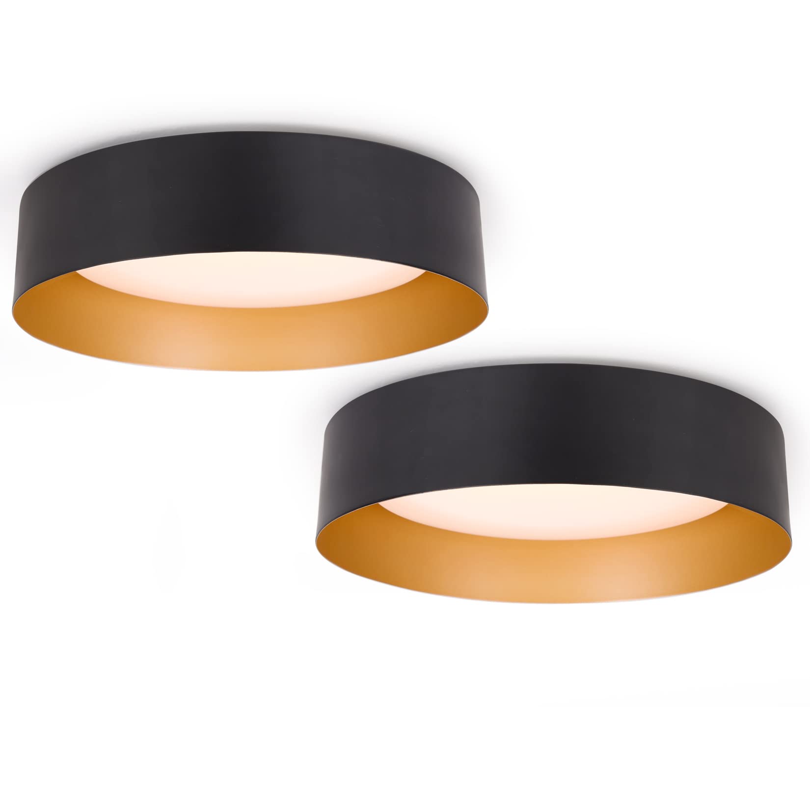 Bargeni Flush Mount Ceiling Light,12.5 inch LED Ceiling Light Fixture,Matte Black with Gold Inside,3000K/Warm White/18W(100w Equiv.),Dimmable Outdoor Lighting Fixtures Ceiling for Bedroom and Hallway