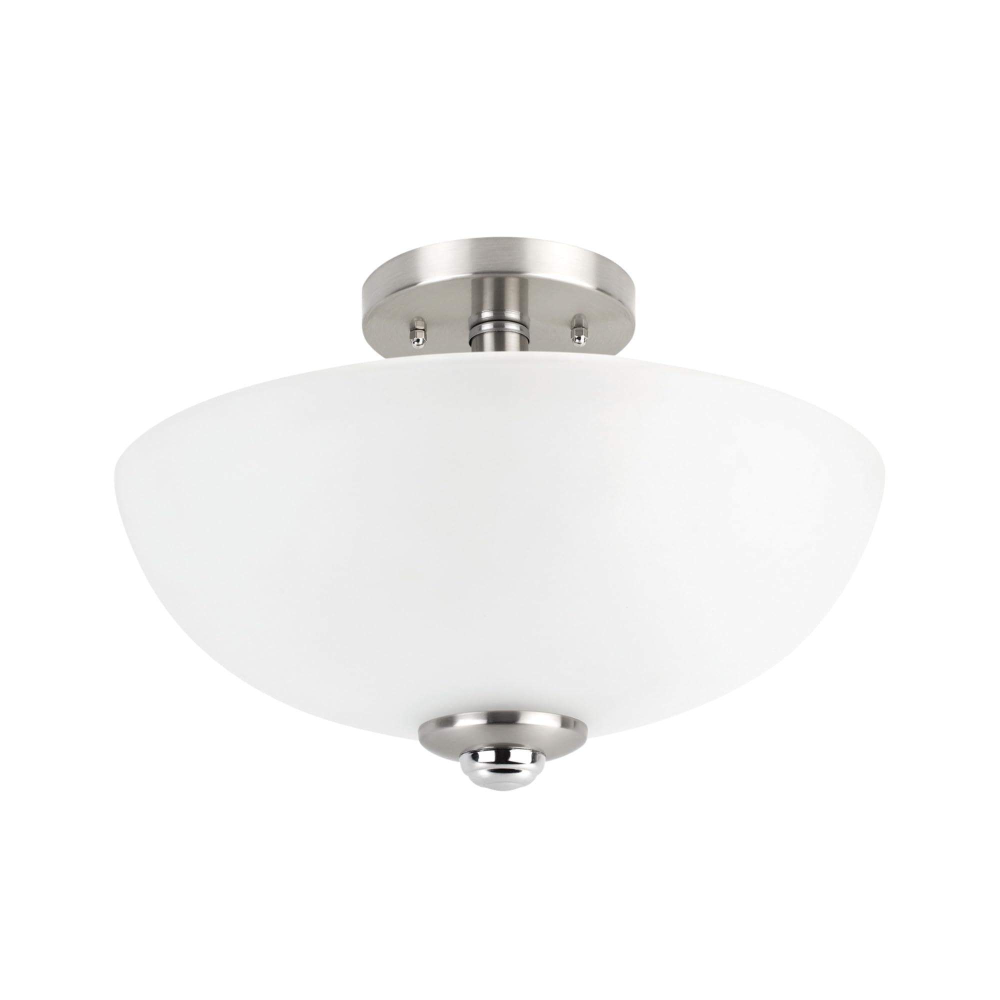 Globe Electric 2-Light Flush Mount Ceiling Light, Matte Brass Finish, White Linen Shade, E26 Base, Dimmable, Minimalist Home Lighting, 60998
