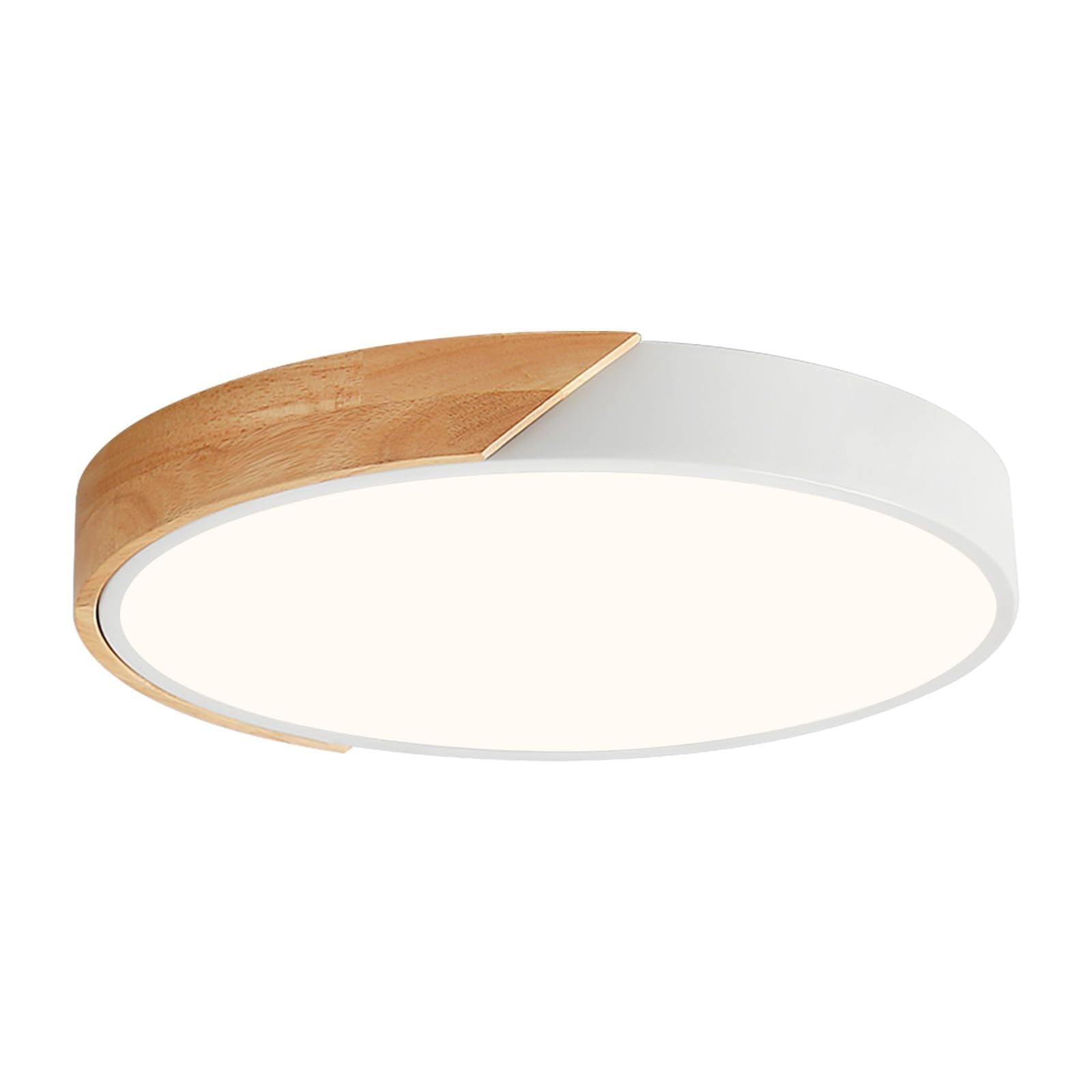 Modern LED Ceiling Light, Minimalist Wood Flush Mount Ceiling Light Fixture, 4000K Not Dimmable, Circle Lighting Lamp with Acrylic Lampshade for Bedroom Laundry Room Hallway (Black,11.8")