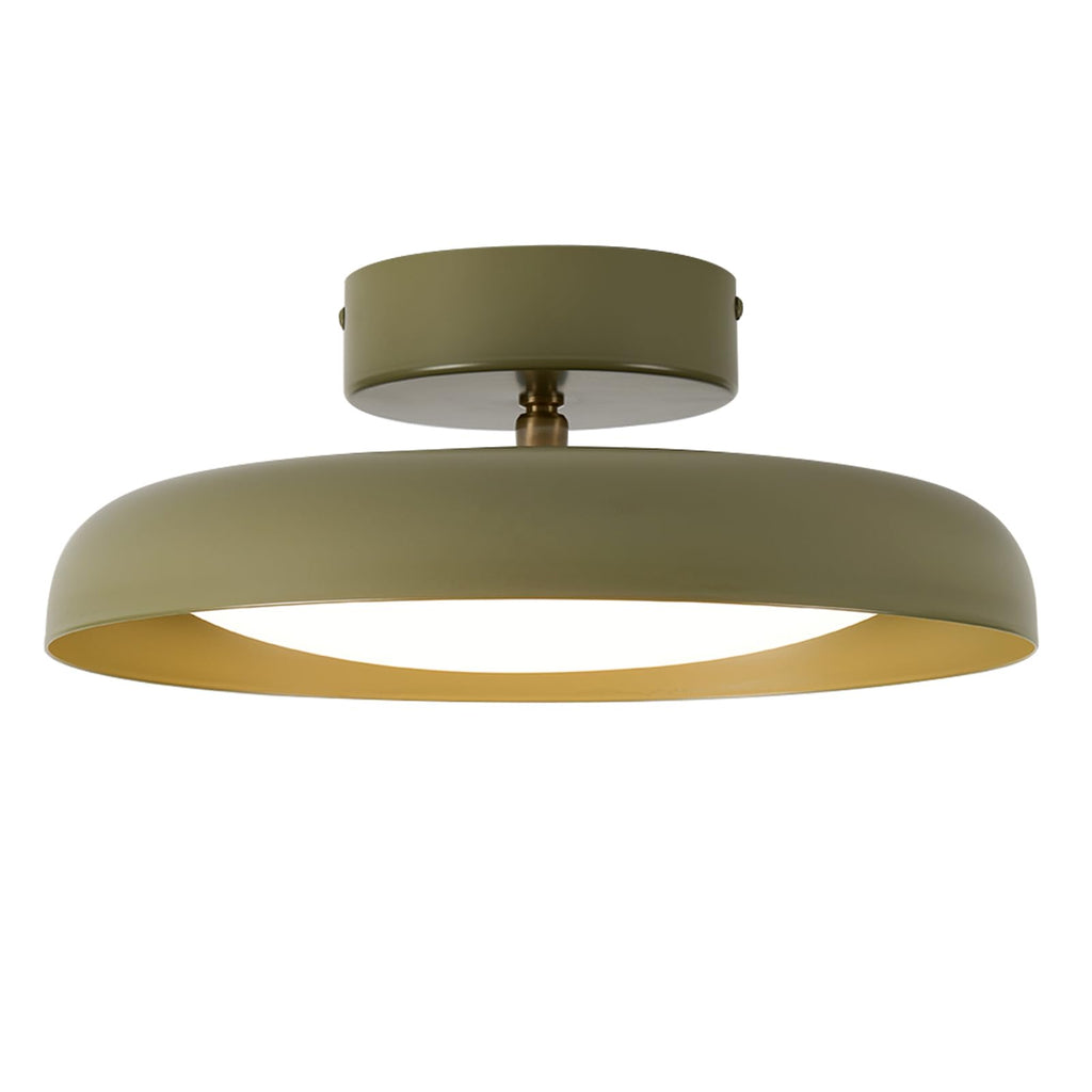 BISAMIYA Modern LED Ceiling Light, Brass Accent 12.6 Inch Semi Flush Mount Ceiling Light, Adjustable Angle Light Fixture, 3000K/Warm White/18W, for Hallway, Entryway, Kitchen