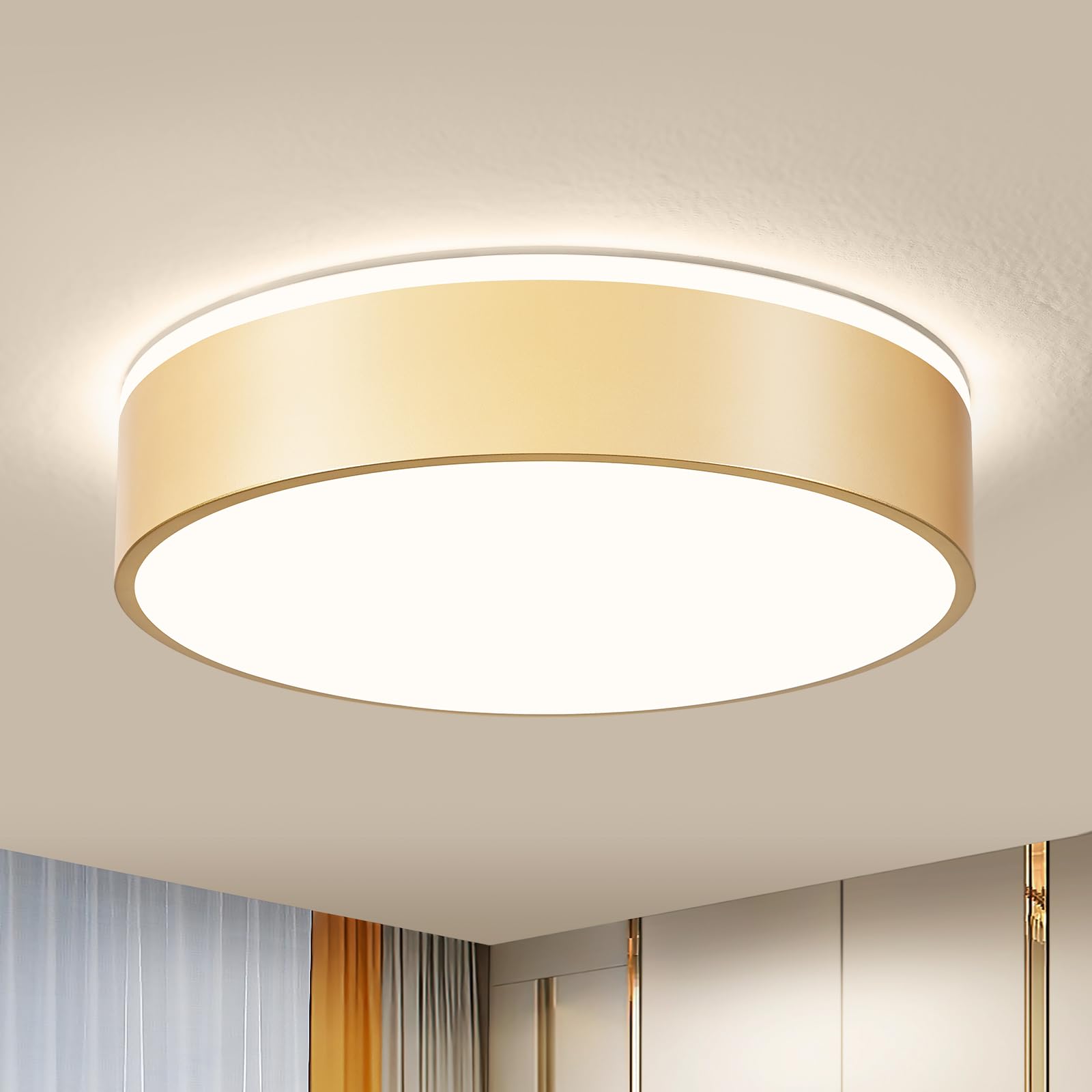 Black LED Ceiling Light, Modern Flush Mount Ceiling Light Fixture, Not Dimmable Minimalist Round Metal Lighting Fixture Ceiling Lamp for Hallway, Entryway, Bedroom, Balcony, 11.81 Inch