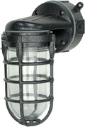 Woods L1707SVBLK Wall Mount Light in Hammered Black Finish Sturdy Die Cast Aluminum Cage; 100 Watt Incandescent; Industrial Design; Suitable for Indoor and Outdoor Use