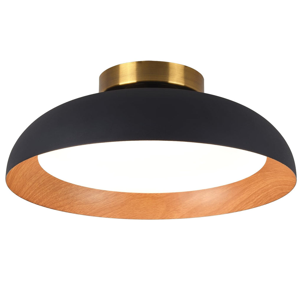 Bargeni Flush Mount Ceiling Light,12.5 inch LED Ceiling Light Fixture,Matte Black with Gold Inside,3000K/Warm White/18W(100w Equiv.),Dimmable Outdoor Lighting Fixtures Ceiling for Bedroom and Hallway