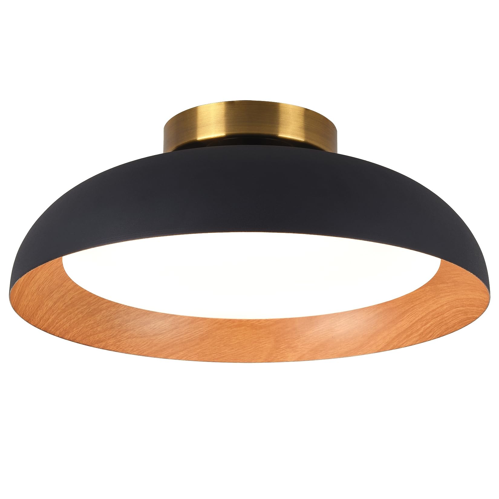 Bargeni Flush Mount Ceiling Light,12.5 inch LED Ceiling Light Fixture,Matte Black with Gold Inside,3000K/Warm White/18W(100w Equiv.),Dimmable Outdoor Lighting Fixtures Ceiling for Bedroom and Hallway