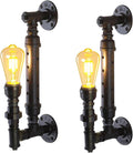 Farmhouse Antique Wall Sconce Set of 2 Rustic Vintage Steampunk Water Pipe Sconce Lights E26 Industrial Wall Mount Lamp Gothic Lighting Fixture Rustic Wall Lighting for Living Room Hallway Bar