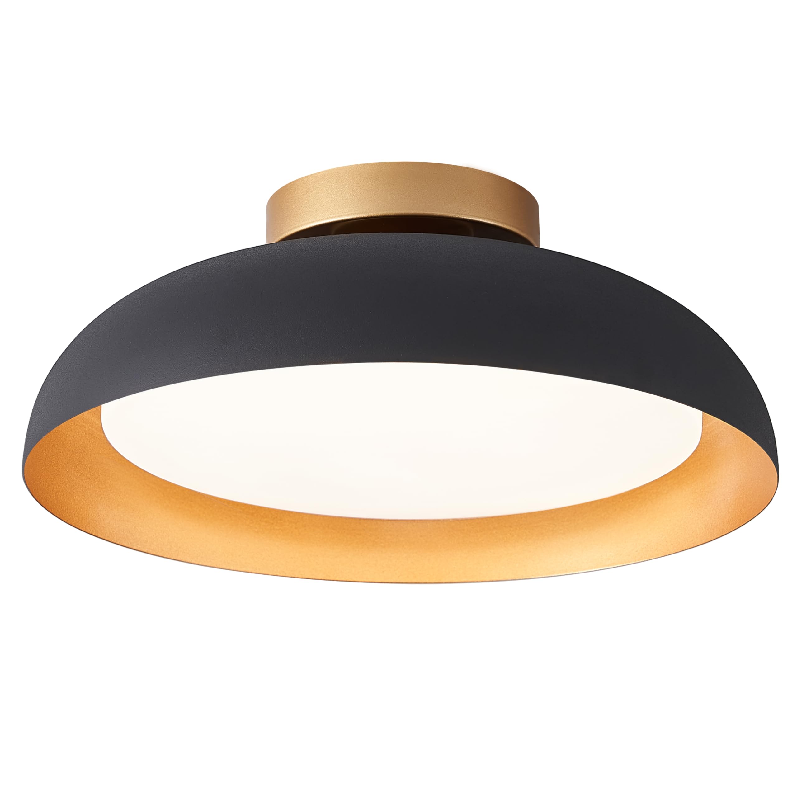 Bargeni Flush Mount Ceiling Light,12.5 inch LED Ceiling Light Fixture,Matte Black with Gold Inside,3000K/Warm White/18W(100w Equiv.),Dimmable Outdoor Lighting Fixtures Ceiling for Bedroom and Hallway