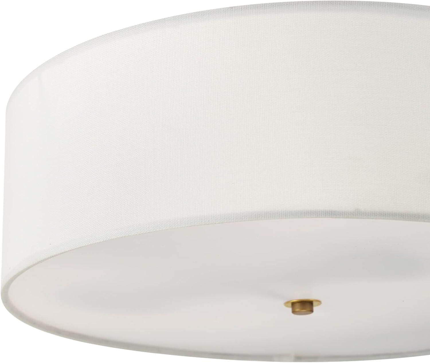 Globe Electric 2-Light Flush Mount Ceiling Light, Matte Brass Finish, White Linen Shade, E26 Base, Dimmable, Minimalist Home Lighting, 60998