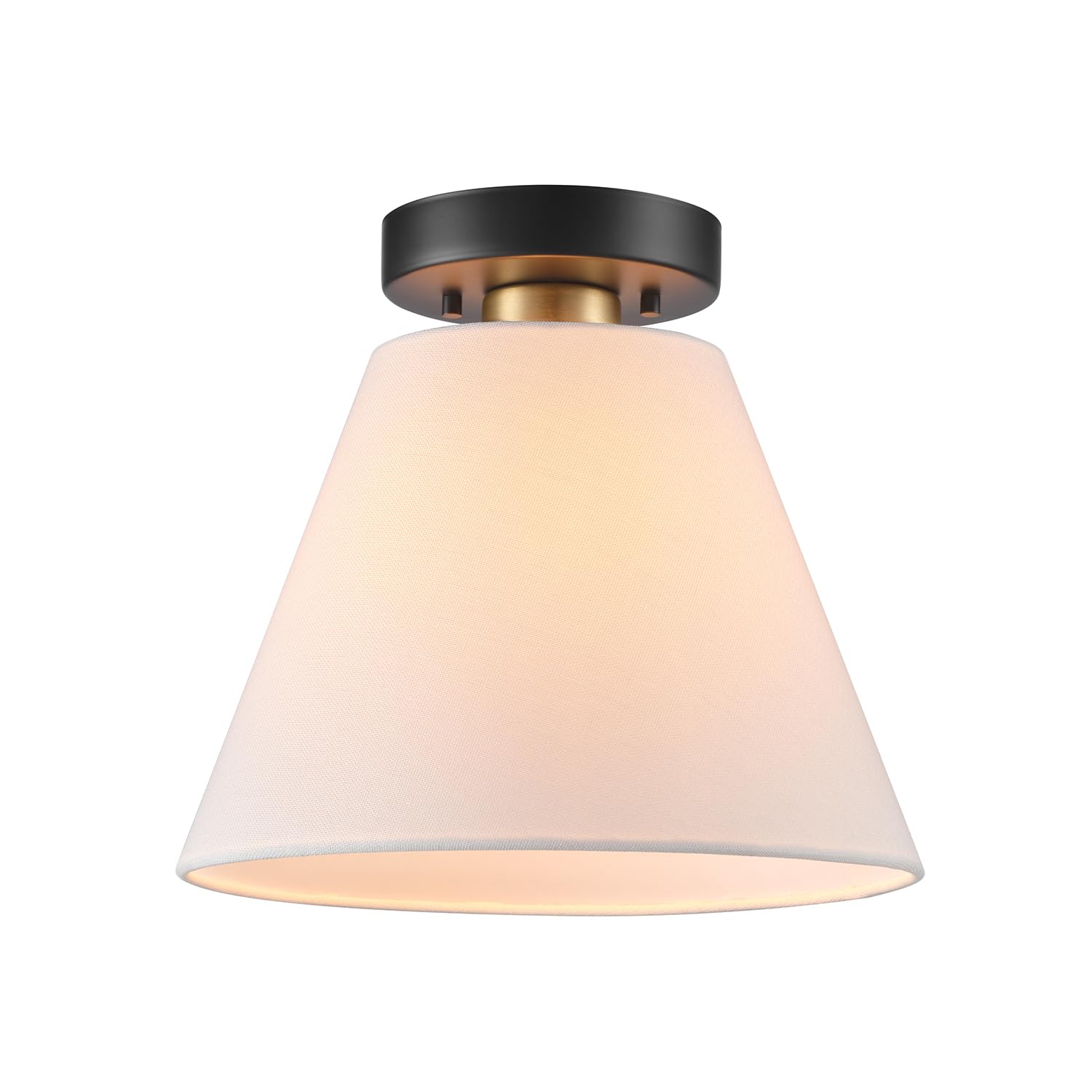 Globe Electric 2-Light Flush Mount Ceiling Light, Matte Brass Finish, White Linen Shade, E26 Base, Dimmable, Minimalist Home Lighting, 60998