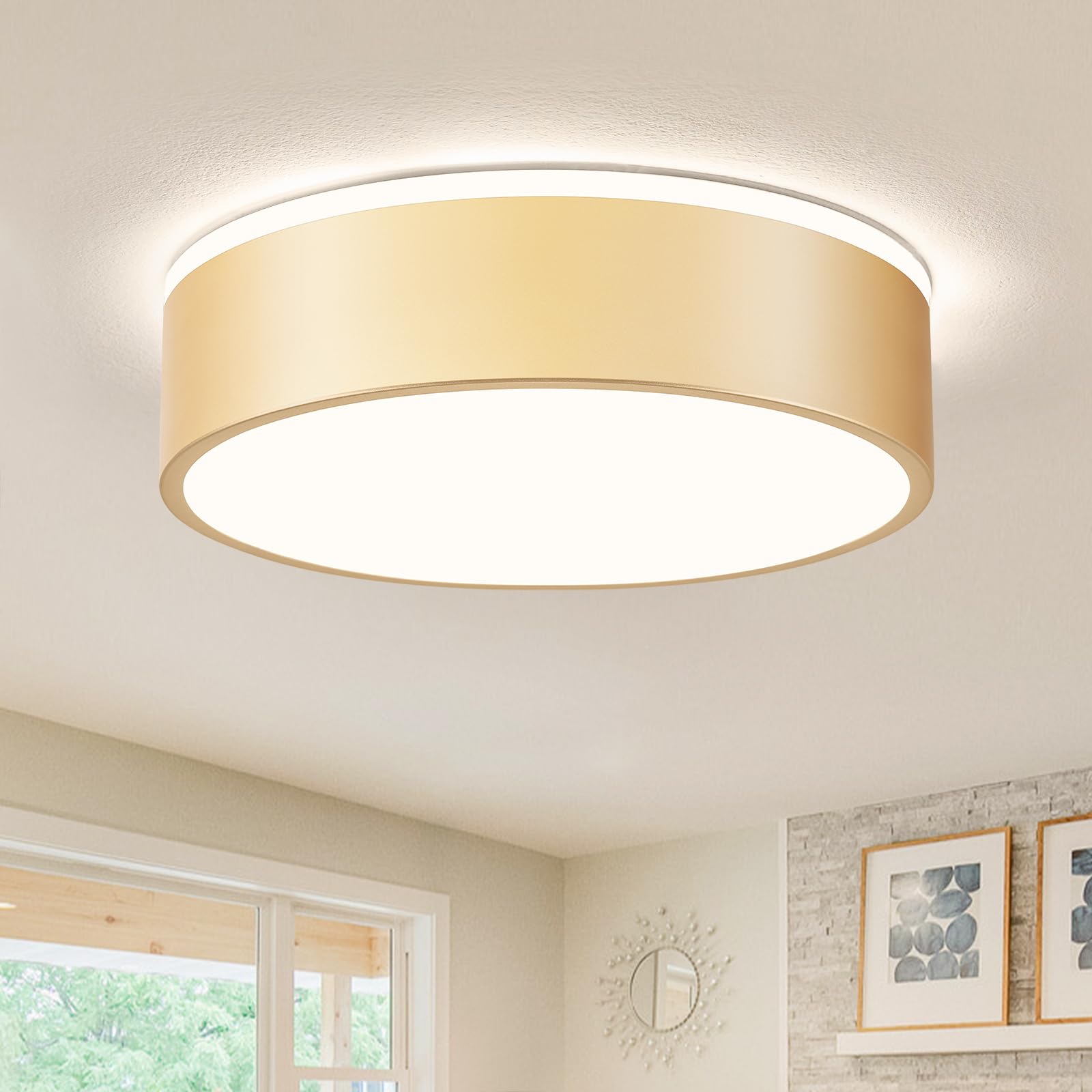 Black LED Ceiling Light, Modern Flush Mount Ceiling Light Fixture, Not Dimmable Minimalist Round Metal Lighting Fixture Ceiling Lamp for Hallway, Entryway, Bedroom, Balcony, 11.81 Inch