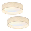 Modern Linen LED 13 Inch Ceiling Light Fixture with 24W 5CCT, Set of 2, Flush Mount Low Profile Room Lamp, Dimmable Minimalist Lighting for Bedroom, Kitchen, Hallway, Closet, Entryway, 2 Pack