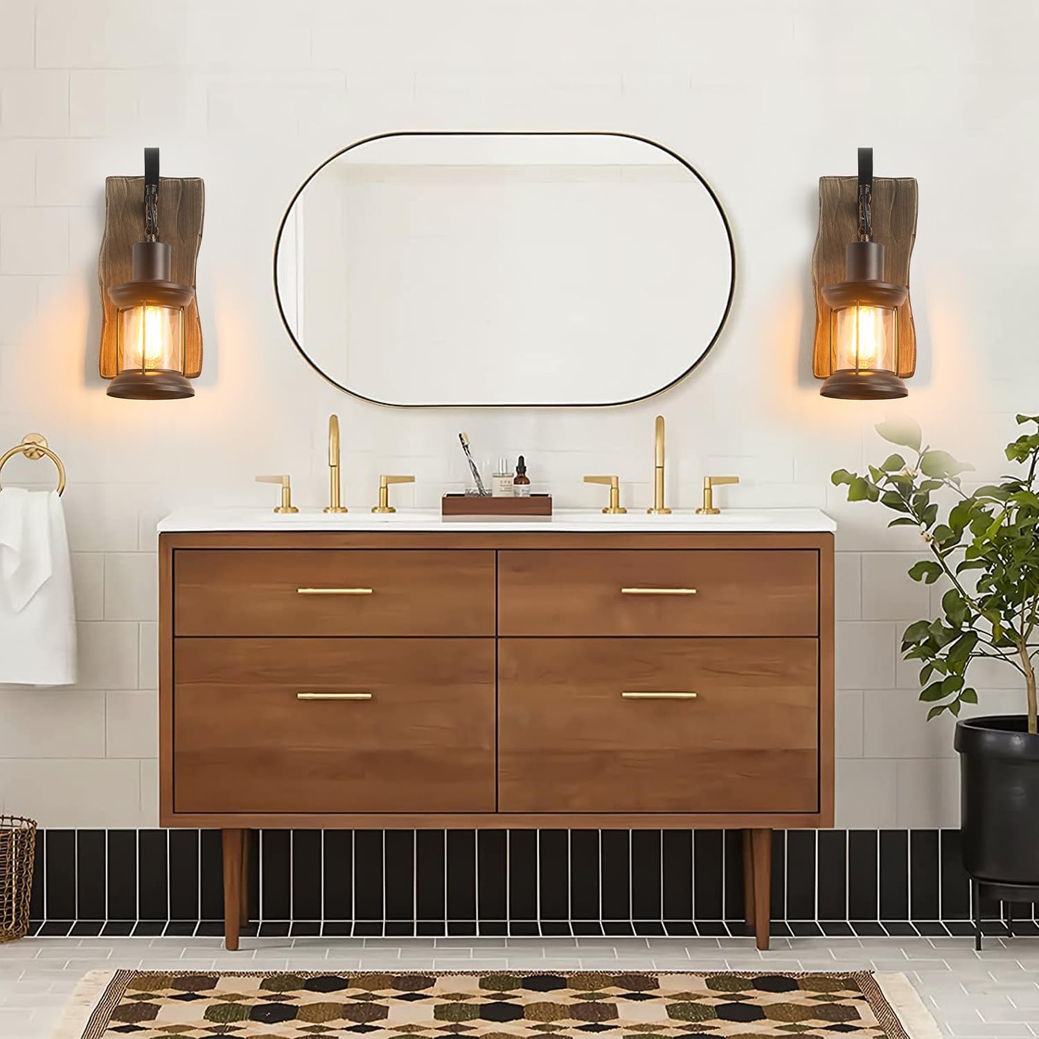Vintage Industrial Wall Sconce, Rustic Light Fixtures Wood Metal Farmhouse Indoor Black Wall Sconce Fixture for Dining Room, Hallway, Hotel, bar, Porch Corridor Decorate