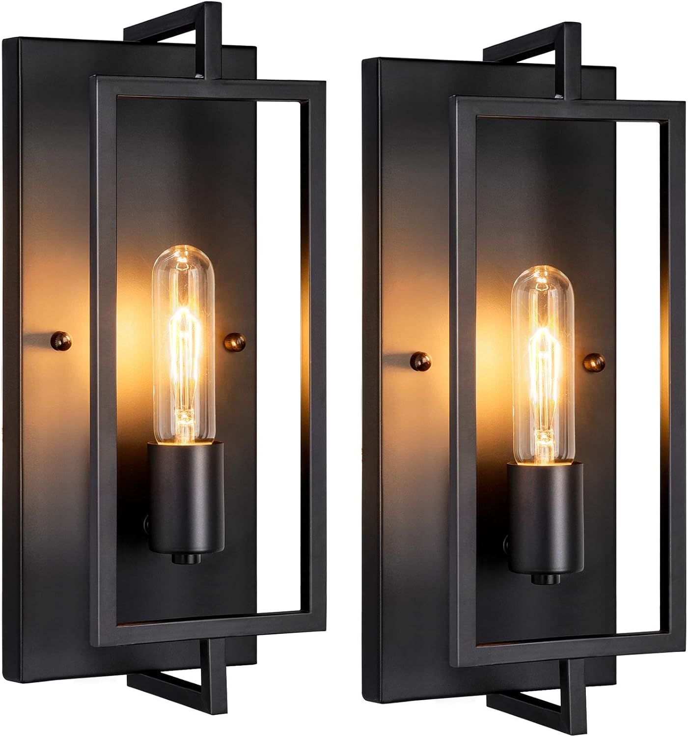 Maylaywood Industrial Wall Sconces Set of 2, Vintage Light Fixture, E26 Base, Matte Black Metal Wall Mount Lamp, Modern Indoor Lighting Hardwired