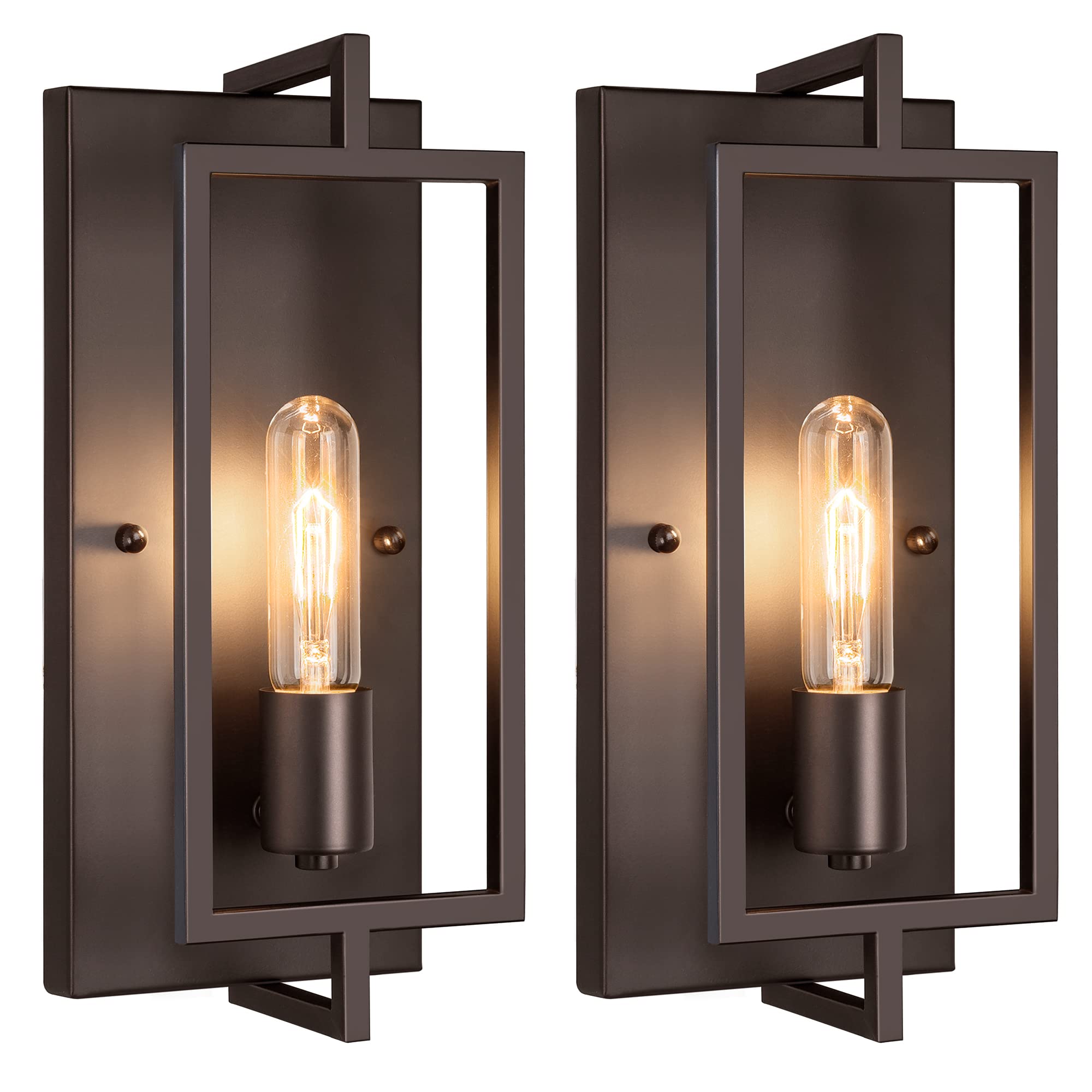 Maylaywood Industrial Wall Sconces Set of 2, Vintage Light Fixture, E26 Base, Matte Black Metal Wall Mount Lamp, Modern Indoor Lighting Hardwired