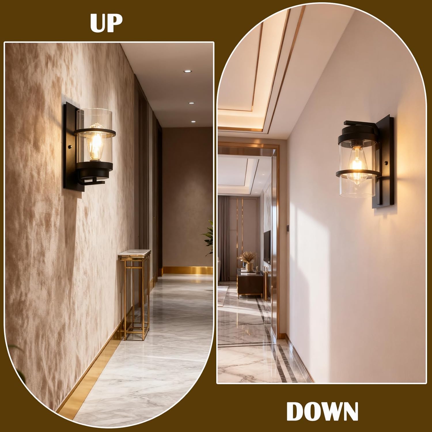 Modern Farmhouse Wall Sconce,Black Industrial Cylinder Glass Wall Light Fixture,Indoor Hardwired Wall Lamp for Bedroom,Hallway,Bathroom,Living Room,E26 Base