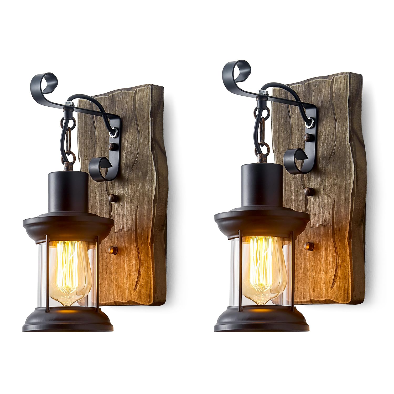 Vintage Industrial Wall Sconce, Rustic Light Fixtures Wood Metal Farmhouse Indoor Black Wall Sconce Fixture for Dining Room, Hallway, Hotel, bar, Porch Corridor Decorate
