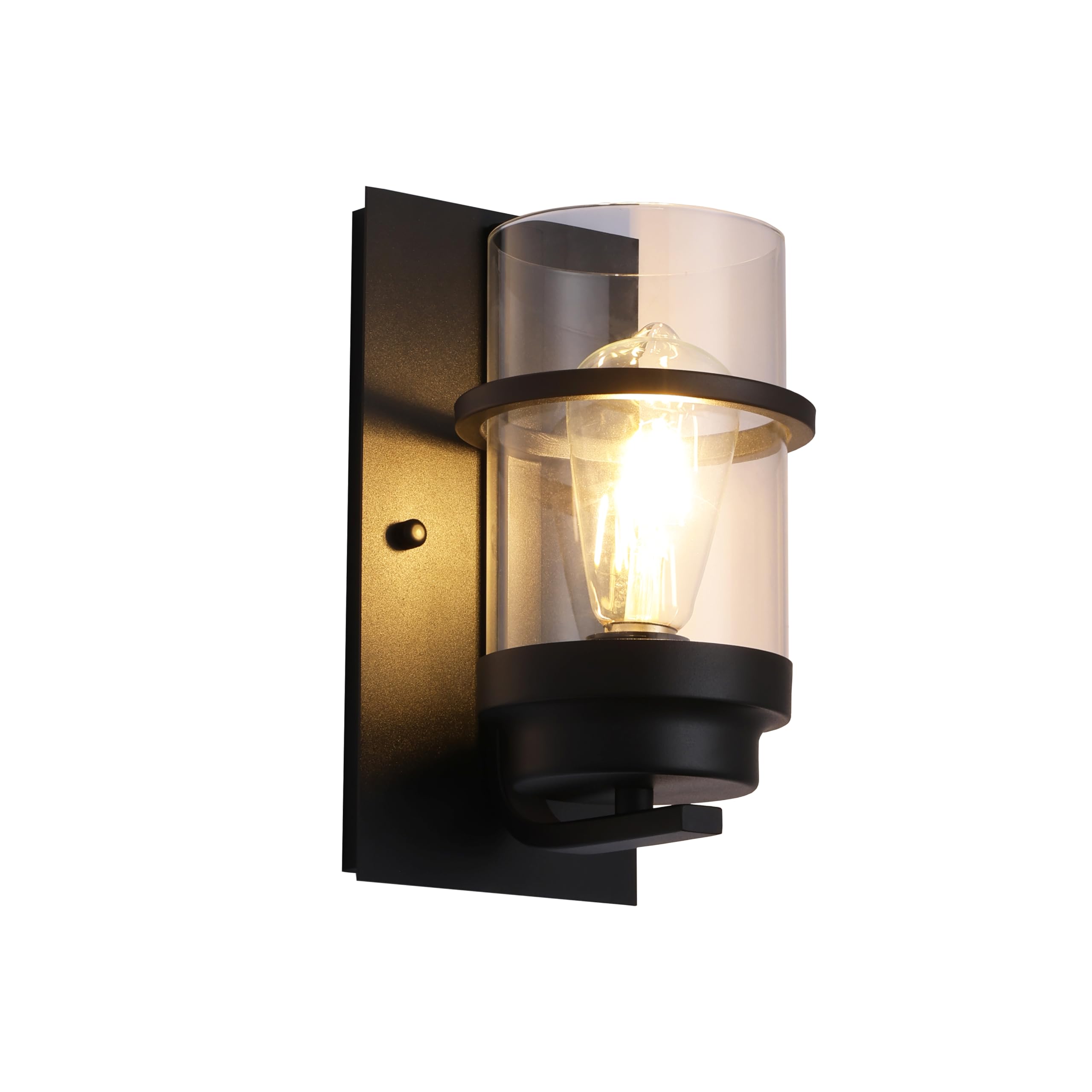 Modern Farmhouse Wall Sconce,Black Industrial Cylinder Glass Wall Light Fixture,Indoor Hardwired Wall Lamp for Bedroom,Hallway,Bathroom,Living Room,E26 Base