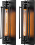 Licperron Sconces Wall Lighting, Industrial Black Wall Sconces Antique Wall Light Fixtures for Bedside, Bar, Restaurant, Hallway, Indoor&Outdoor Decor, E26 & E27 Bar Lights, UL Approval, 2 Pack