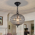 20.5" Antique Brass Crystal Chandelier, Large Farmhouse Dining Room Light Fixture, 5-Light Vintage Crystal Hanging Chandelier for High Ceiling Living Room Kitchen Island