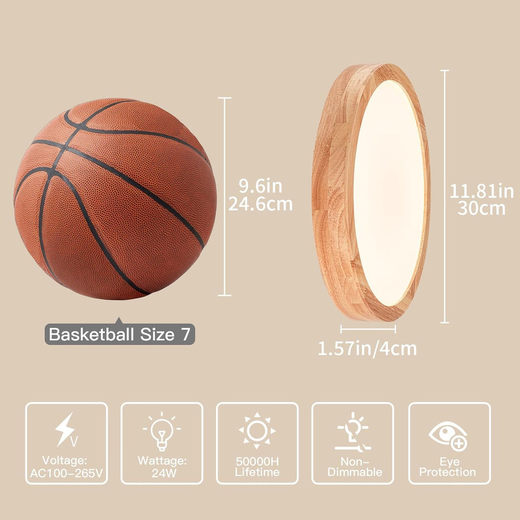 Modern LED Ceiling Light for Bedroom: Minimalist Wood Flush Mount Ceiling Light Fixture with Acrylic Lampshade - 3000K Not Dimmable Overhead Ceiling Lamps for Kitchen Hallway Living Room (11.8" Wood)