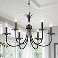 Flower Antique Brass Gold Chandeliers for Dining Room, 25.6" 6-Light Vintage French Country Chandelier Farmhouse Dining Room Light Fixture over Table Kitchen Pendant Lights for Bedroom Living Room