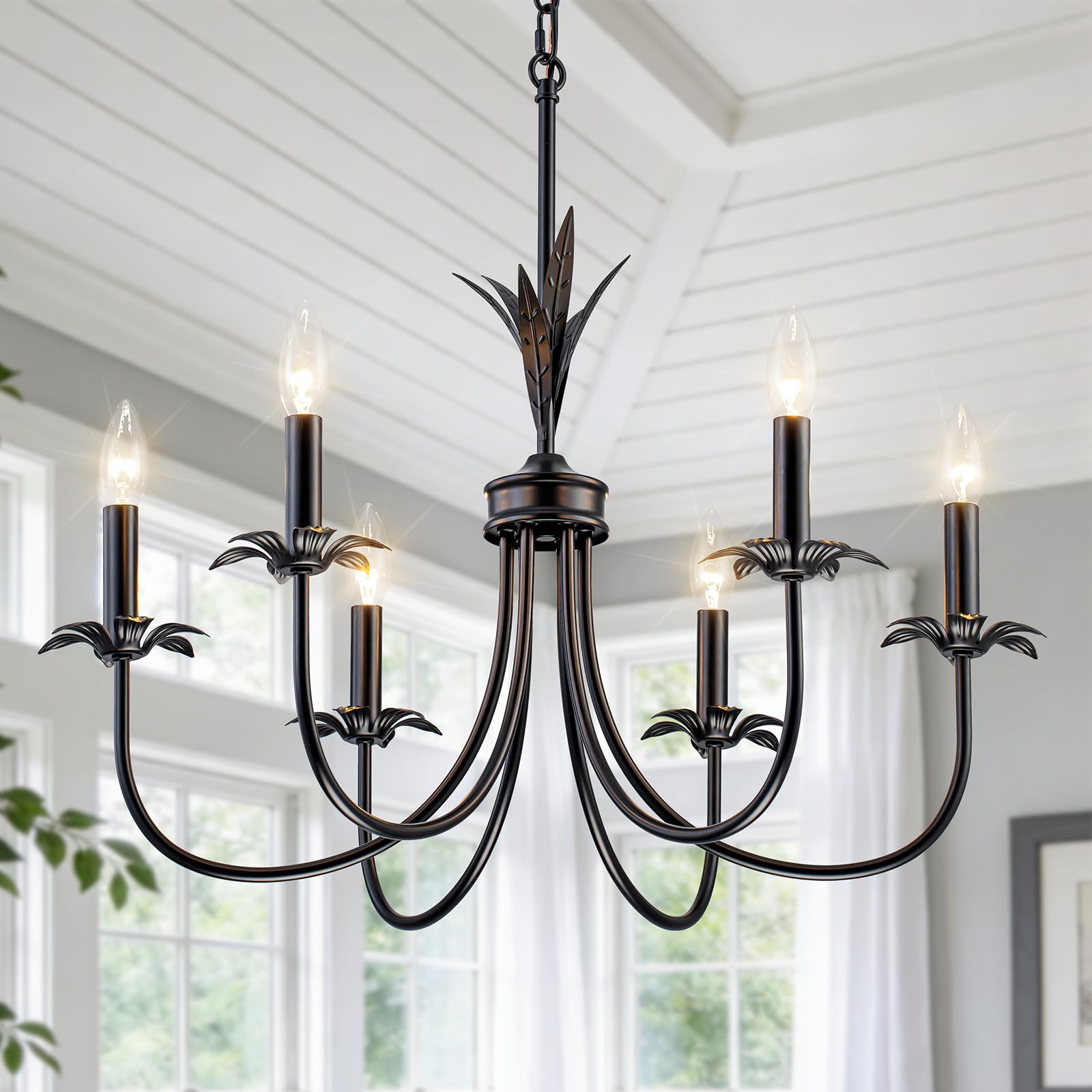 Flower Antique Brass Gold Chandeliers for Dining Room, 25.6" 6-Light Vintage French Country Chandelier Farmhouse Dining Room Light Fixture over Table Kitchen Pendant Lights for Bedroom Living Room