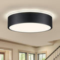 Black LED Ceiling Light, Modern Flush Mount Ceiling Light Fixture, Not Dimmable Minimalist Round Metal Lighting Fixture Ceiling Lamp for Hallway, Entryway, Bedroom, Balcony, 11.81 Inch